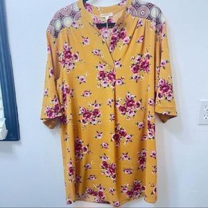 KINdom Shirt Dress w/Handwoven, Gold/Marroon